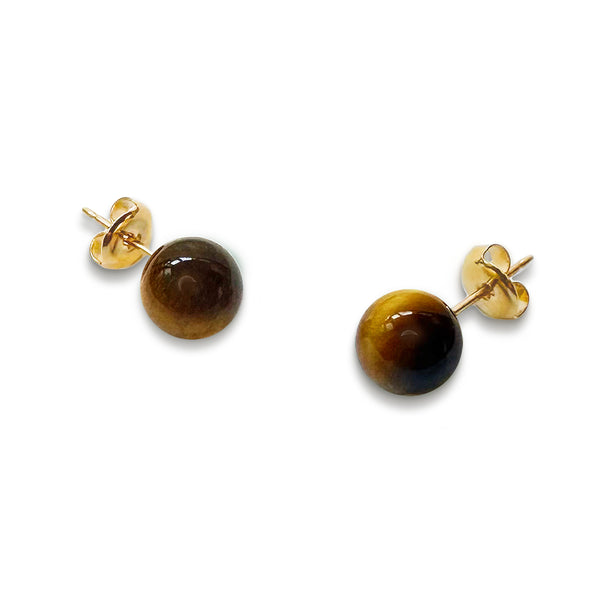 Tiger's Eye Ball Studs