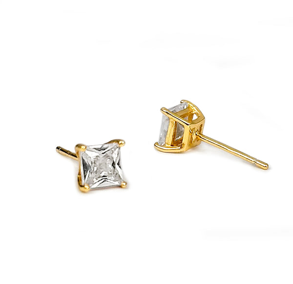 Princess Cut Stud Earrings