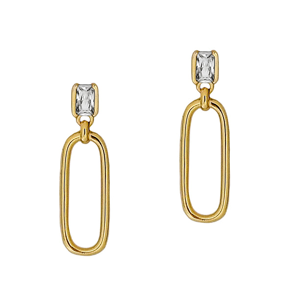 Emerald Cut Link Earrings