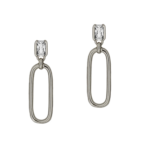 Emerald Cut Link Earrings