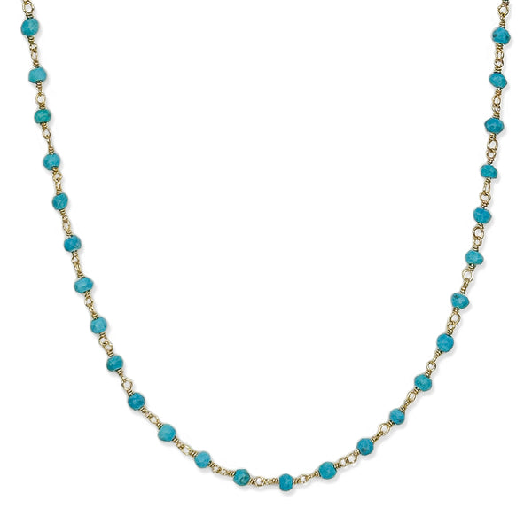 Gold Turquoise Rosary Chain Necklace