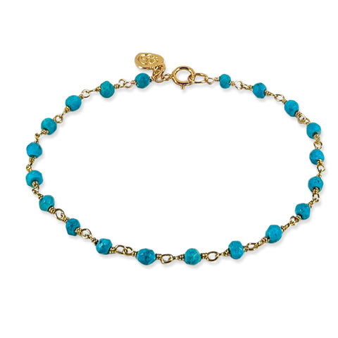 Gold Turquoise Rosary Chain Bracelet