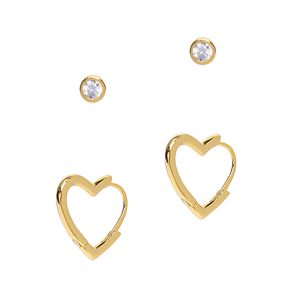 Heart Hoops and Tiny Solitaire Stud Set