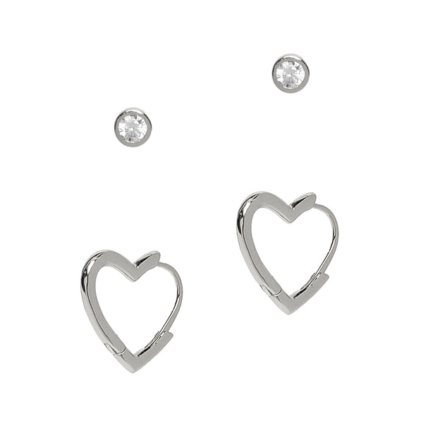 Heart Hoops and Tiny Solitaire Stud Set