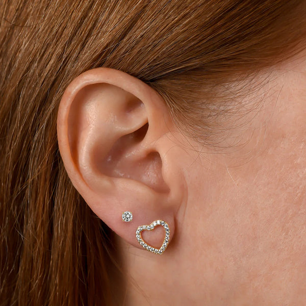 Open Heart and Solitaire Stud Set