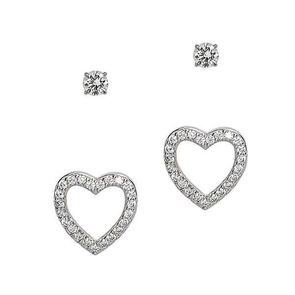 Open Heart and Solitaire Stud Set