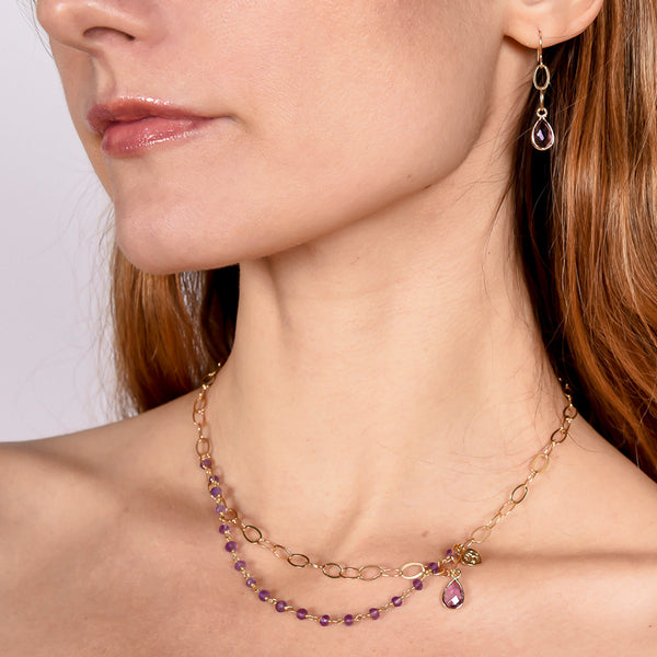 Amethyst Chain Layered Necklace